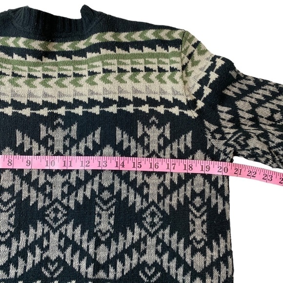 Roxy Blue Green Gray Aztec Tribal Long Line Boyfriend Open Cardigan Size M/L - Picture 7 of 8